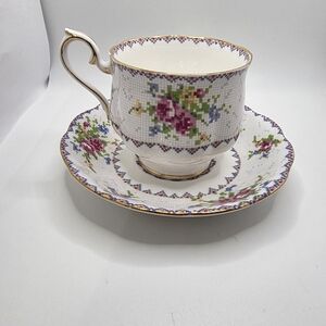 Royal Albert PETITE POINT Bone China Tea Cup and Saucer Set